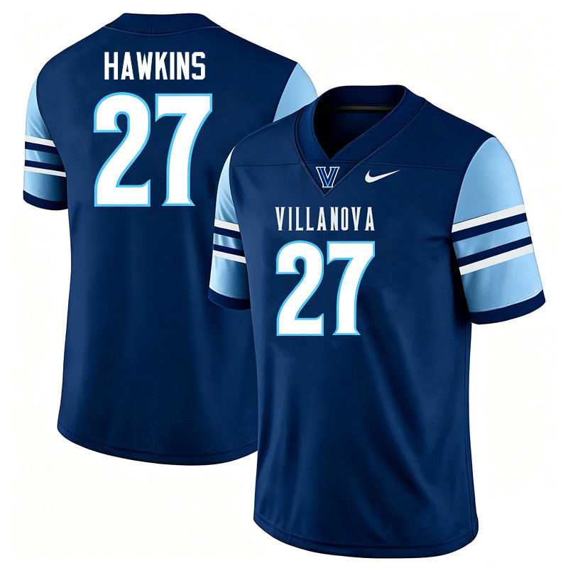 Villanova Wildcats #27 Anthony Hawkins College Football Jerseys,Uniforms-Navy